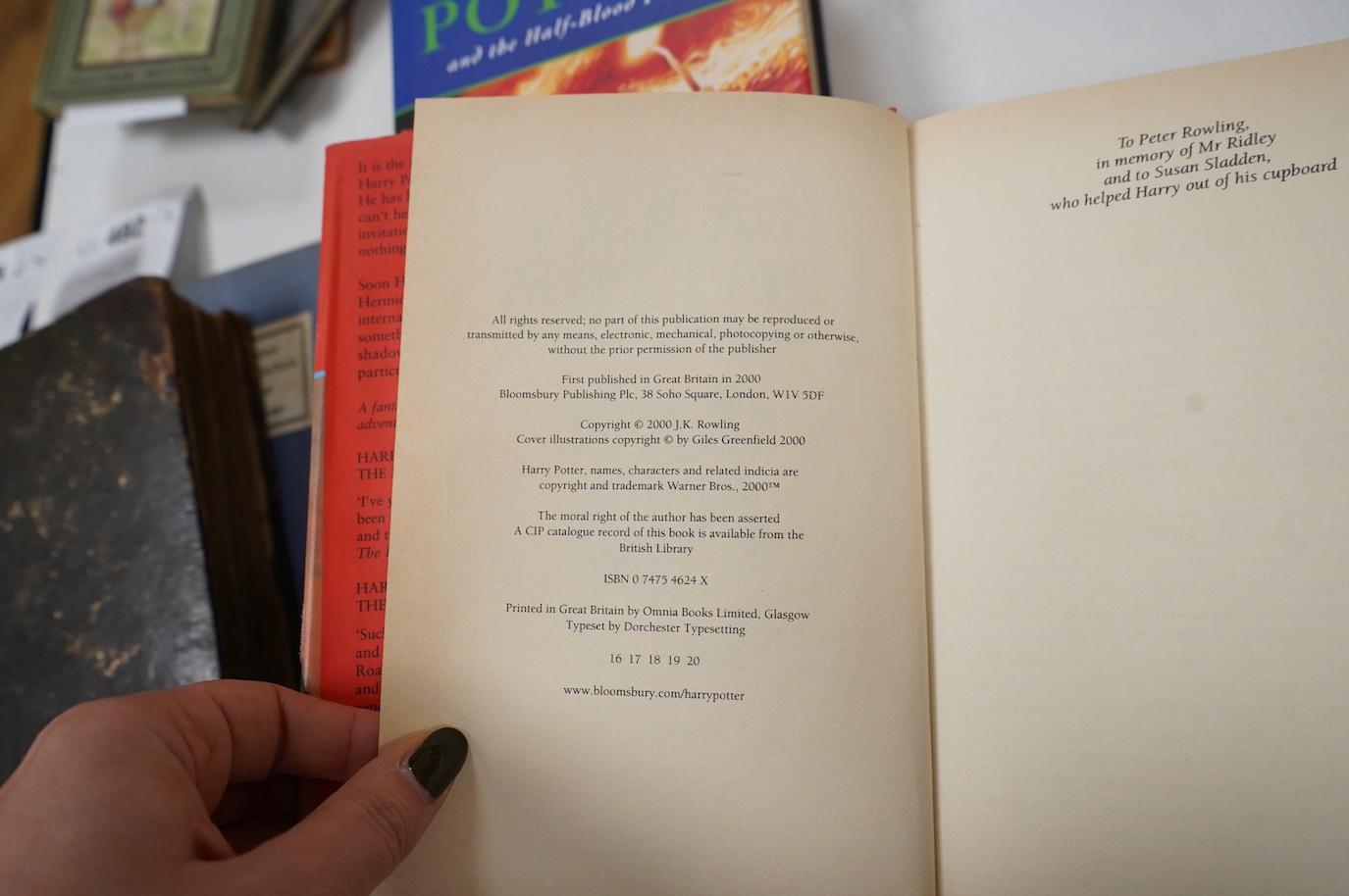 Rowling, J.K. - Harry Potter and the Goblet of Fire. 1st edition (reprinted). armorial illus. on half and title pages; publisher's coloured pictorial boards and d/wrapper. Bloomsbury, 2000; Rowling, J.K. - Harry Potter o